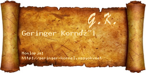 Geringer Kornél névjegykártya